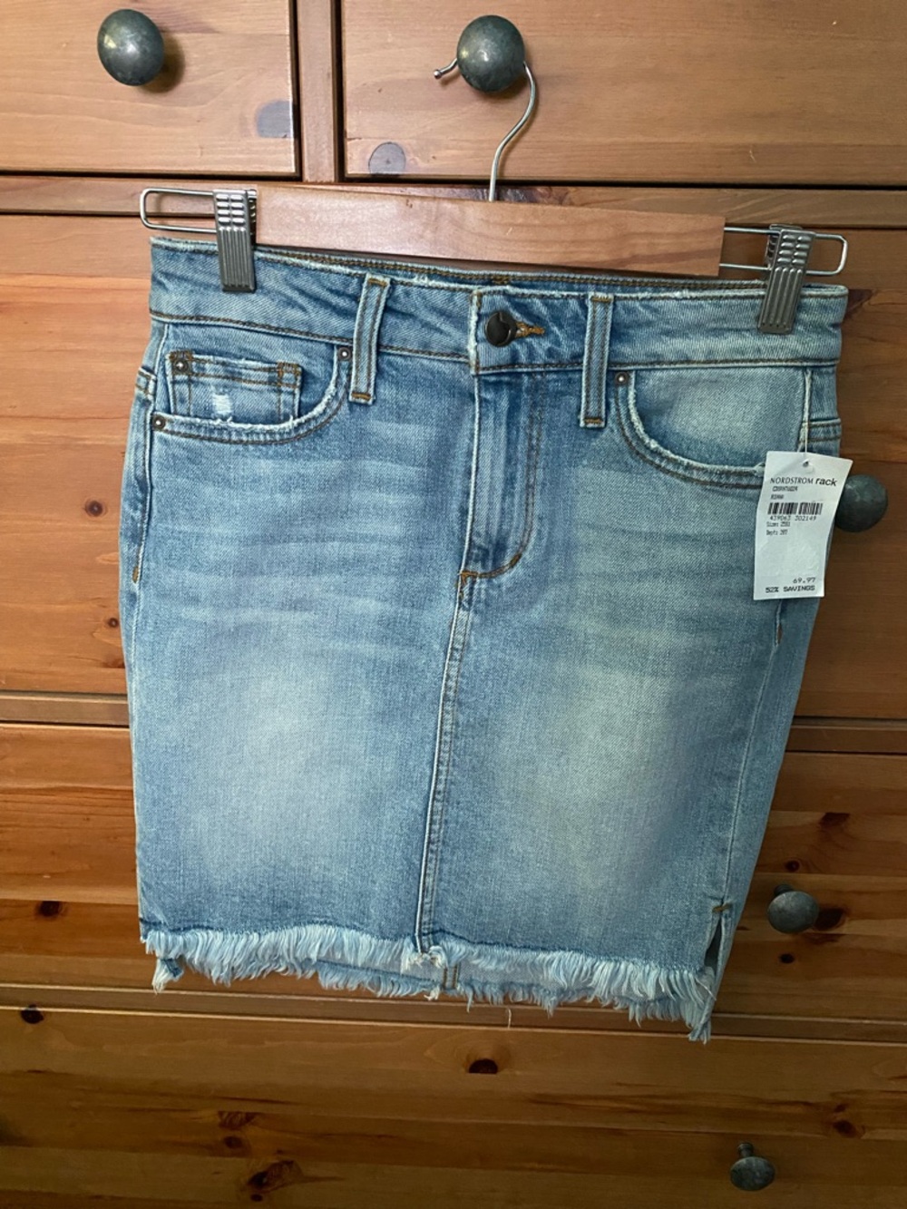 Joe’s jeans high -low fringe denim skirt size 25 NWT